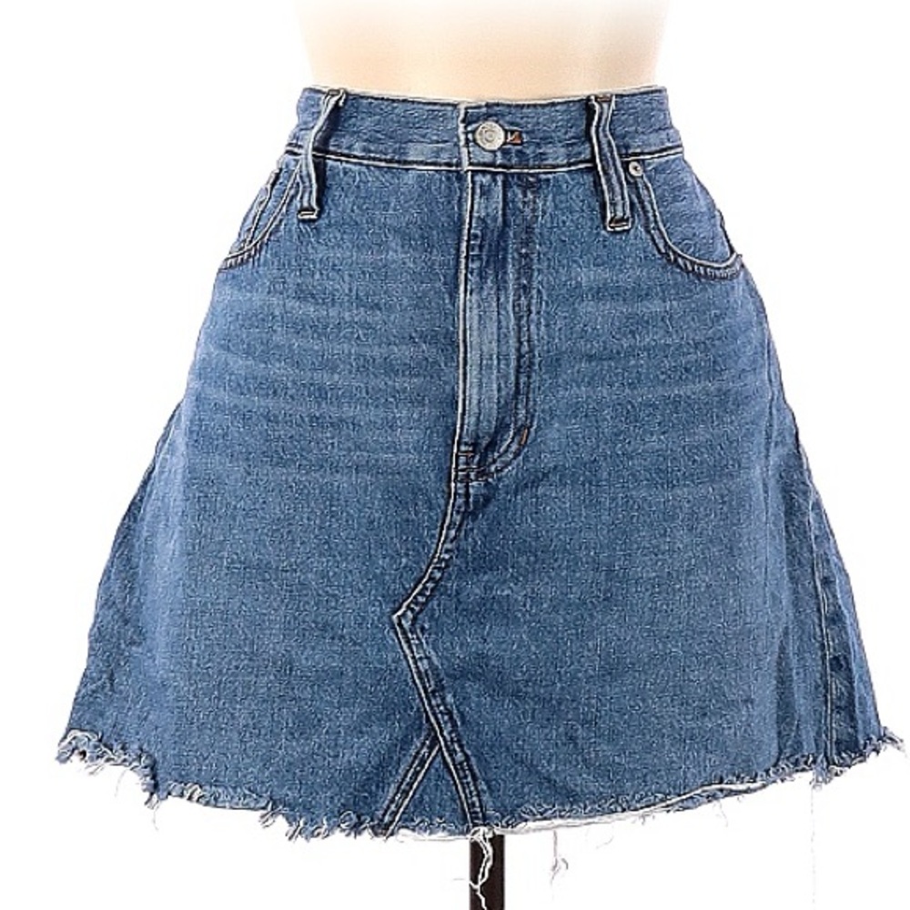 Madewell Denim Distressed Hem Mini Skirt 32/12 NWOT